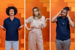 fotomontagem de breno, ana paula e leandro boneco no paredão do bbb 26