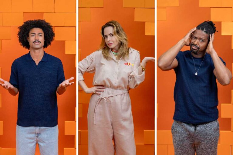fotomontagem de breno, ana paula e leandro boneco no paredão do bbb 26