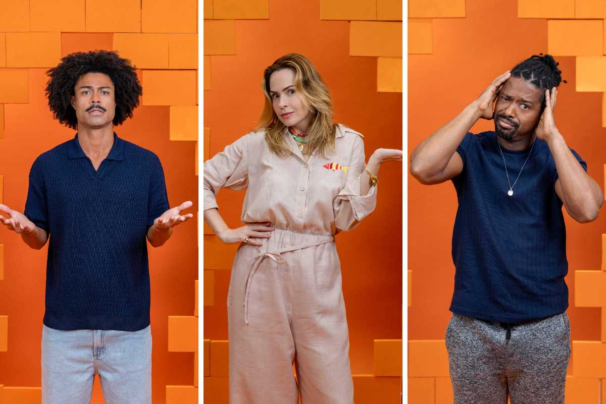 fotomontagem de breno, ana paula e leandro boneco no paredão do bbb 26