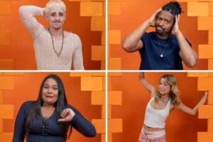 fotomontagem de juliano floss, leandro boneco, chaiany e samira no paredão do bbb 26