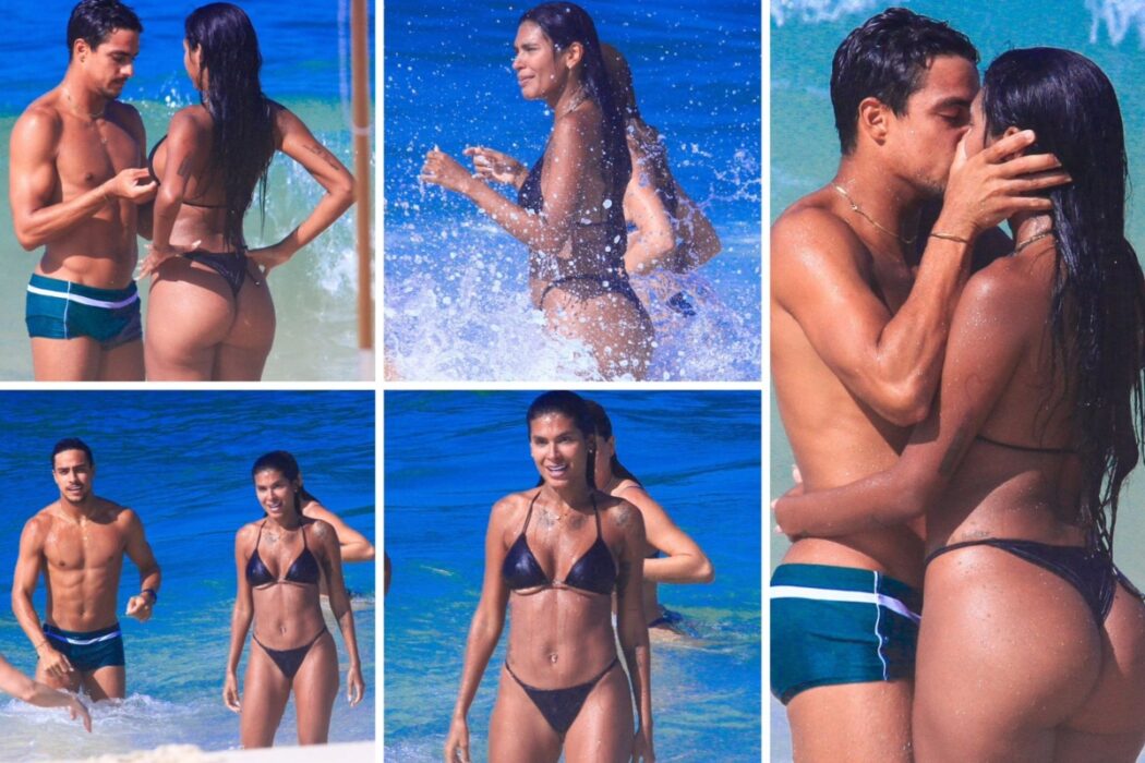 Pocah e o namorado na praia