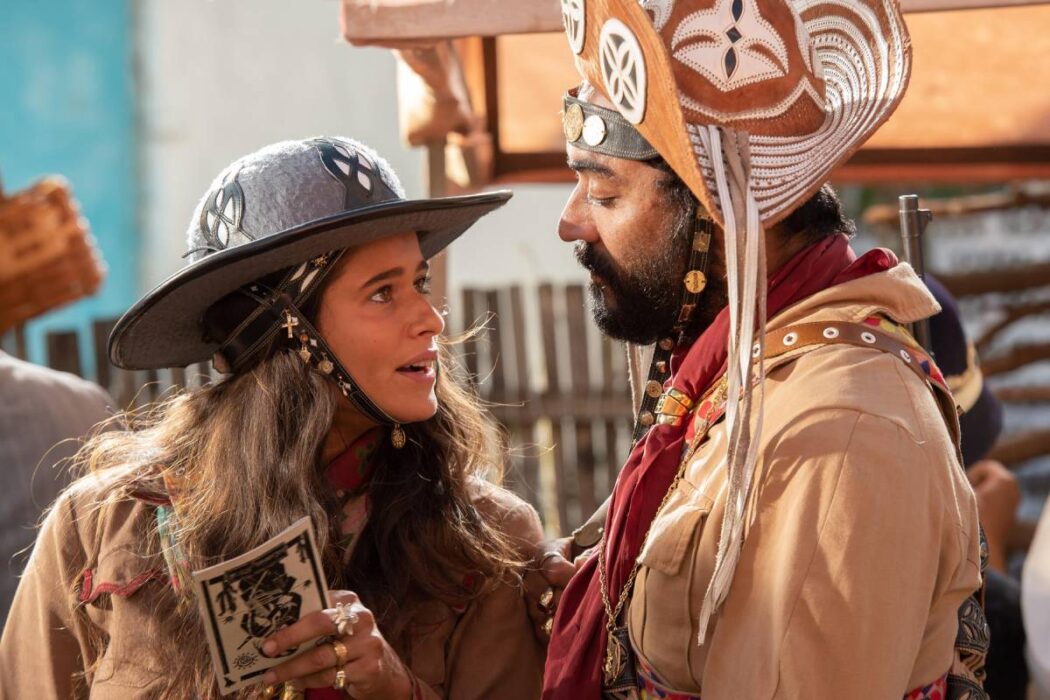 Josué (Thomás Aquino) e Rosa (Isadora Cruz) em Guerreiros do Sol