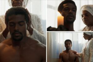 Dona Menina (Zezé Motta) fechas o corpo de Tonho (Ronald Soto)