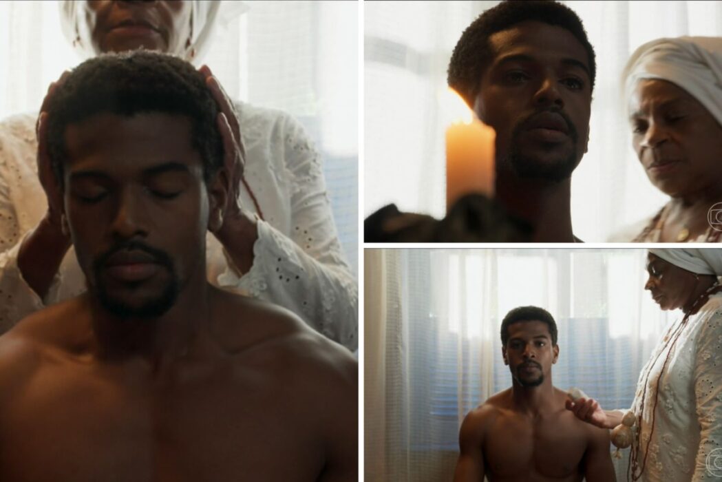 Dona Menina (Zezé Motta) fechas o corpo de Tonho (Ronald Soto)